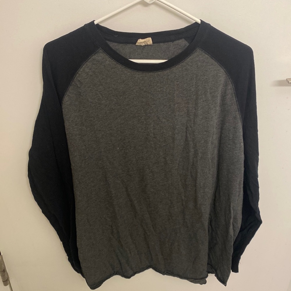 HYBRID THREADS - Size XXL LONG SLEEVE BASEBALL TEE BLACK AND GRAY